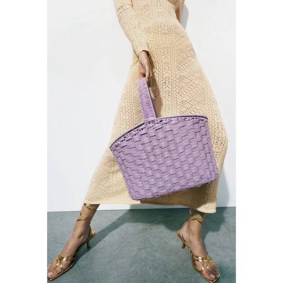 Zara woven picnic basket bag cream - Picture 9 of 10